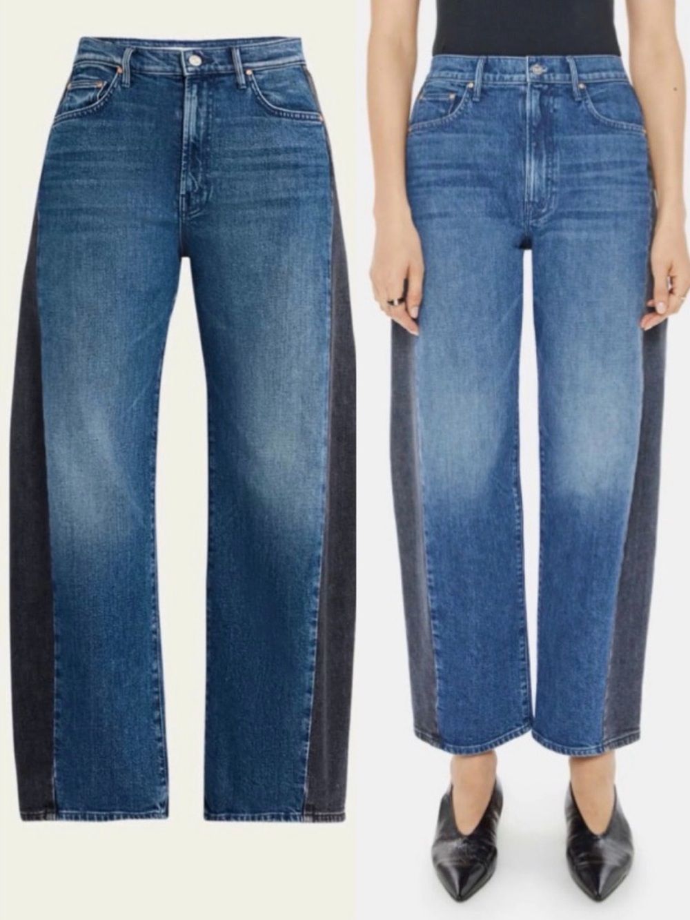 MOTHER SUPERIOR Jeans Half-Pipe Flood Black and Blue Size 28